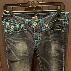 True Religion Joey Super T with Teal Rope Stitch